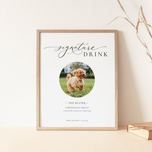 Pet Signature Drink Sign: Minimalist Wedding Bar Menu (Digital Download)