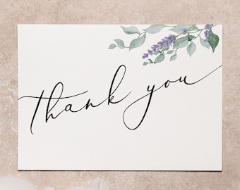 Modèle de carte de remerciement pour mariage Carte de remerciement imprimable Carte de remerciement lavande Cadeau de remerciement pour mariage Étiquette de remerciement mariage Note 29