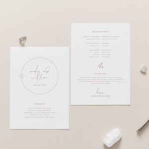 Celestial Ceremony Program, Moon Stars Wedding, Wedding Ceremony Program Template, Wedding Program, Printable, Editable Program 66