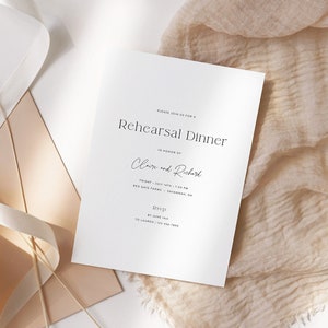 Minimalist Rehearsal Dinner Invitation Template, Modern Rehearsal Invite, Simple Wedding Rehearsal Dinner, Editable Template  02
