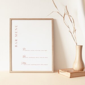 Bar Menu Template, Printable Bar Menu Sign, 8x10 Minimalist Sign, Modern Wedding, Instant Download, Wedding Signs, Signature Drinks Sign, 42