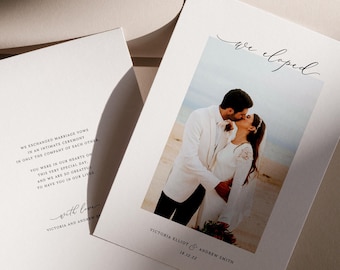 Wedding Announcement Photo Template, Printable Wedding Announcement Photo Card, Elopement Announcement, Minimalist Printable Elopement
