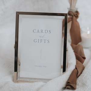 Cards & Gifts Sign Template, Dusty Blue Wedding Sign, Printable Cards and Gifts Sign for Wedding, Minimal Wedding Sign, Editable Template 31