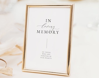 In Loving Memory Sign Template, Minimalist In Memory Sign for Wedding, Printable Wedding Sign, Editable Wedding Sign, Instant Download