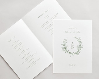 Programa de ceremonia verde musgo, boda minimalista, plantilla de programa, descarga instantánea, plantilla de boda moderna, programa de boda editable 26