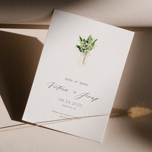 Modèle réservez le muguet, réservez une date avec des fleurs blanches, réservez une date florale, téléchargement immédiat, modèle modifiable 16