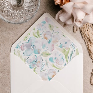 Watercolor Floral Envelope Liner Template, Blue and Pink Watercolor Floral Envelope Liner, Printable Envelope Liner, Instant Download 51