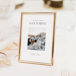 Numeri di tavolo per viaggi di destinazione, aggiungi la tua foto, numero di tavolo stampabile, modello modificabile, numero di tavolo per matrimonio, cartello per tavolo per matrimonio 02