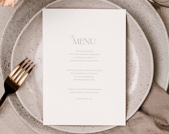 Dusty Rose Wedding Menu, Blush Pink Menu, Modern Minimalist Wedding Menu Template, Printable Menu, Editable Menu Template 45