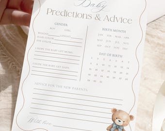 Consejos y predicciones para un baby shower con temática de osito de peluche azul – Tema "Ya casi no podemos esperar" (Descarga instantánea)
