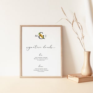 Signature Drinks Sign Wedding Cocktail Sign Greenery Sunflower Wedding Bar Sign Signature Cocktails Printable Editable Wedding Template 22