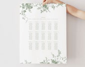 Green Floral Seating Chart, Vintage Floral Wedding Seating, Botanical Sign, Instant Download, Printable Seating Plan, Editable Sign 26