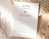 All Eyes on the Bride Game, Minimalist Bridal Shower Game, Describe The Bride Game, Guess the Brides Outfit, Editable Game Template