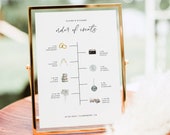 Wedding Order of Events Template, Minimalist Timeline Sign, Modern Order of the Day, Printable Icons Order of Events, Printable Timeline 02