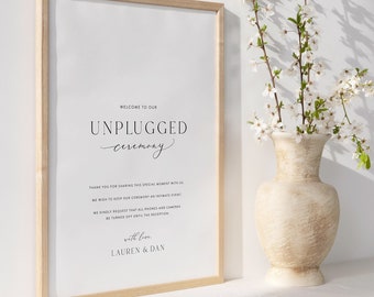 Unplugged Ceremony Sign, Unplugged Ceremony Sign Printable, Unplugged Wedding Sign, Editable Wedding Sign, Instant Download 02