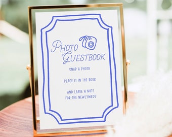 Whimsical Wedding Photo Guestbook Sign: Italian French Style (Editable 5x7" Template)