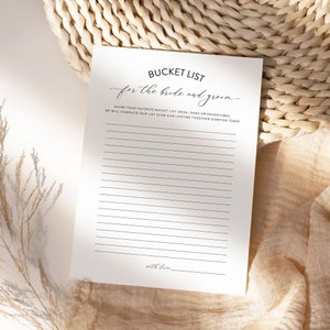 Emmerlijst vrijgezellenfeest voor bruid en bruidegom, vrijgezellenspel, minimalistisch vrijgezellenfeest, afdrukbare bucketlist-kaart, instant download