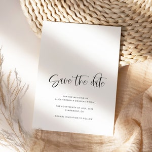 Modern Script Save the Date Template, Calligraphy Save our Date, Retro Instant Download, Editable Save the Date, Printable Template 28