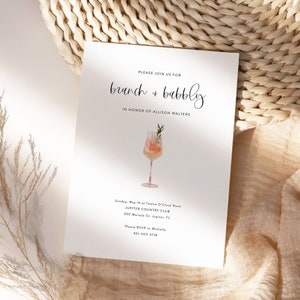 Brunch and Bubbly Bridal Shower Invitation Template, Instant Download, Printable Bridal Shower Invite, Mimosa Invitation, Modern Minimalist