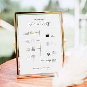 Wedding Order of Events Template, Minimalist Timeline Sign, Modern Order of the Day, Printable Icons Order of Events, Printable Timeline 02
