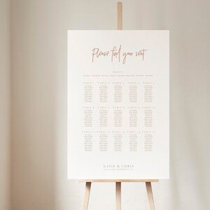 Minimal Wedding Seating Chart Template, Rustic Seating Chart Template, Terracotta, Burnt Orange, Editable Seating Sign, Seating Poster 42