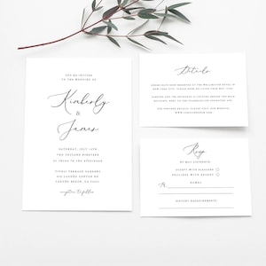 Elegant Wedding Invitation Set Template Gray Printable Wedding Invitation Suite DIY Templett PDF Instant Download Editable 11