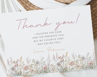 Wildflower Thank You Card: Boho Baby Shower Template (Printable)
