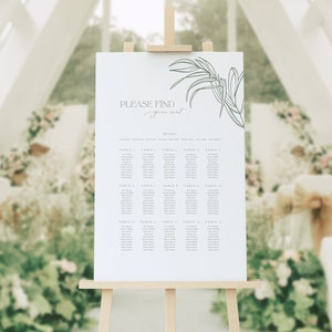 Palme Sitzplan, Salbei Grün Hochzeit Sitzplatz, Botanisches Schild, Sofort Download, druckbare Sitzordnung, bearbeitbares Schild, Strandhochzeit 06