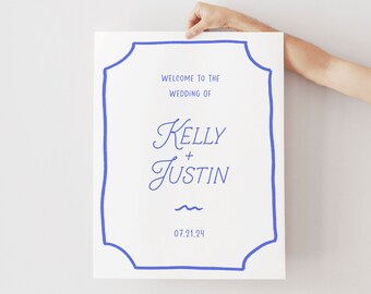 Whimsical Wedding Welcome Sign Template: Scribble Border (Digital Download)