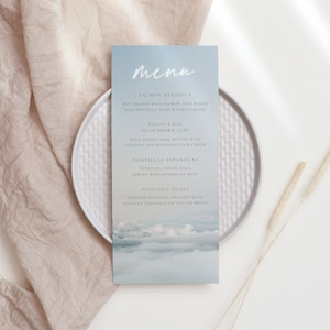 Cloud Menu Template: Minimalist Bridal Shower Brunch (Instant Download)