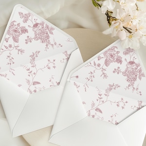 Vintage Blumen Umschlag Liner Vorlage, Altrosa Floral, Umschlag Liner, Dusty Rose Flower Umschlag Liner, Printable Hochzeit, Vorlage 24