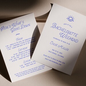 Whimsical Bachelorette Weekend Itinerary Template: Hand-Drawn Editable Schedule (5x7) (Digital Download)