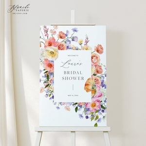 Bright Color Floral Bridal Shower Welcome Sign, Watercolor Colorful Floral Printable Bridal Shower, Bridal Party Welcome Sign, Hen Party 23