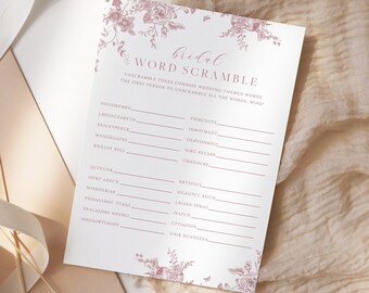 Braut Wort Buchstaben, Brautdusche Buchstaben, druckbares Spiel, druckbares Brautpuzzle, sofortiger Download, druckbare Wort Buchstaben 24