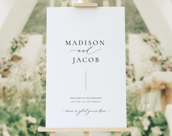 Elegant Welcome Sign Template, Modern Minimalist Wedding Welcome Sign, Black White Welcome To Our Wedding Sign, Printable Welcome Poster 49