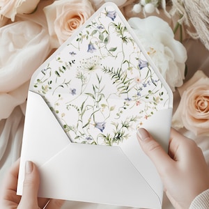Wildflower Envelope Liner Template, Whimsical Envelope Liner, Wild Flowers Envelope Liner, Printable Wedding, A7 Envelope Liner 65