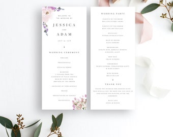 simple wedding ceremony program template modern minimal etsy