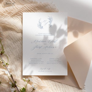 Dusty Blue Floral Wreath Rehearsal Invitation, The Night Before Invitation, Botanical Floral Dinner Invitation Template, Instant Download 59