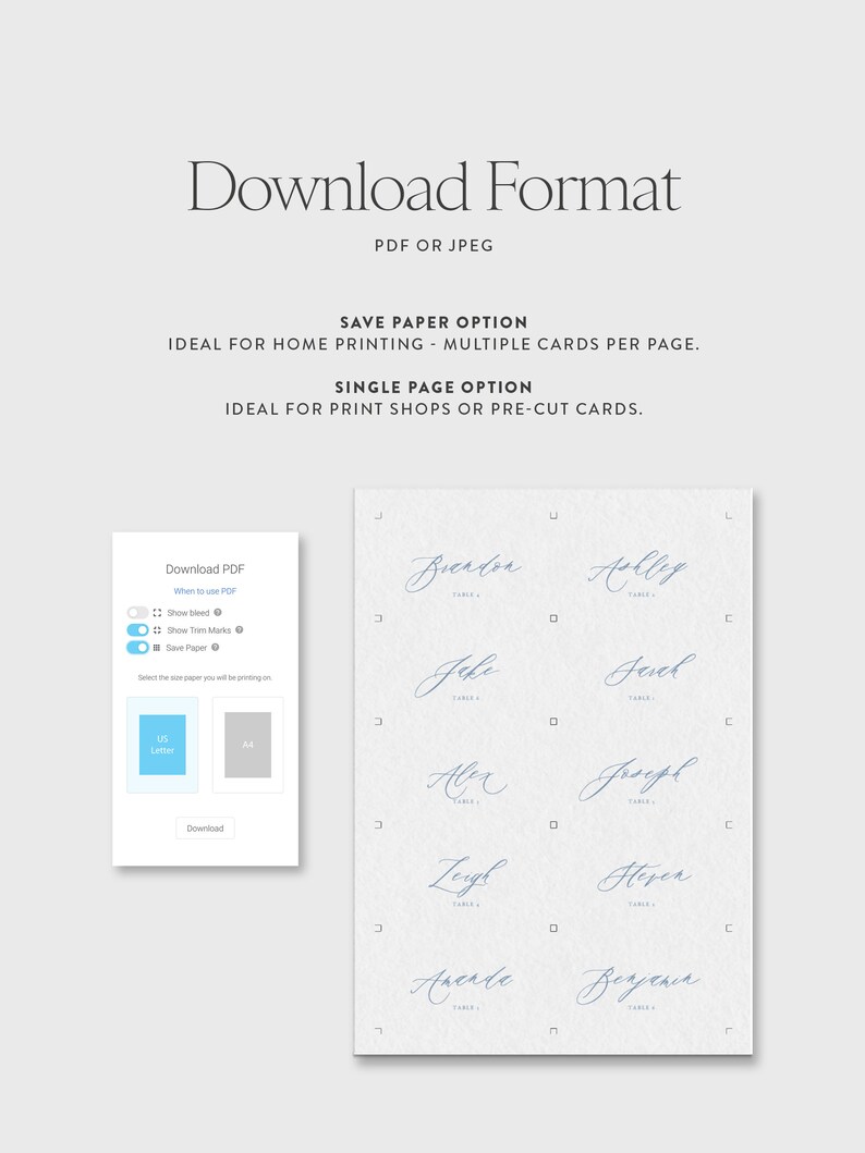 Printable Place Cards Instant Download Name Cards Editable - Etsy