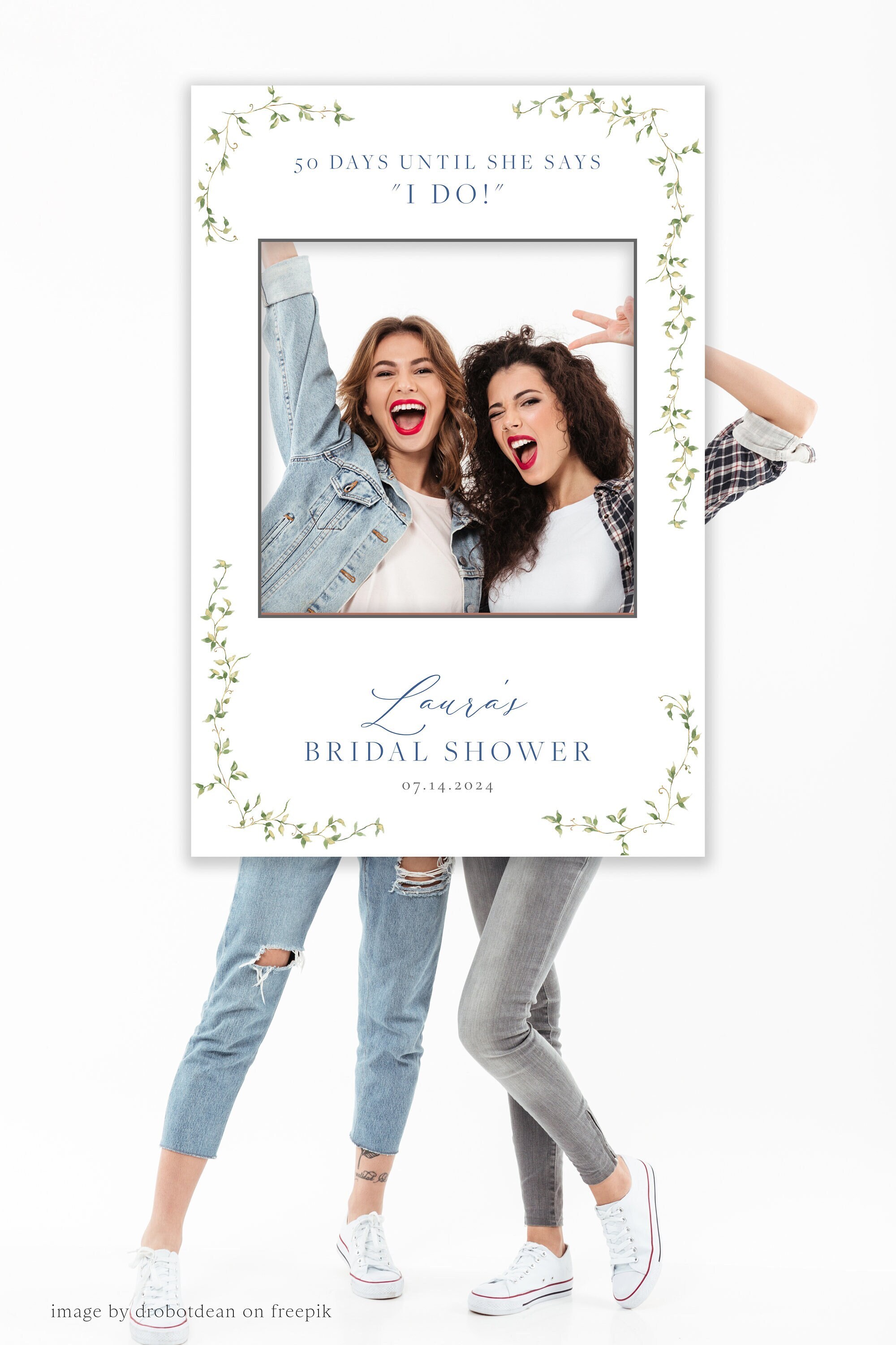 Bridal Tea Party Bridal Shower Photo Booth Frame Bridal Shower Photo Prop Personalized Selfie Frame Beige Bridal Photo Frame
