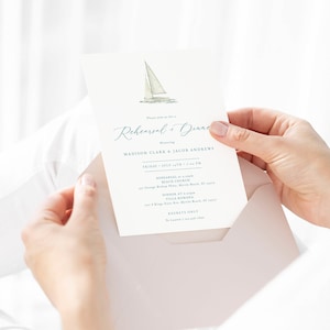 Nautical Rehearsal, Dinner Invitation Template, Watercolor Sail Boat ...