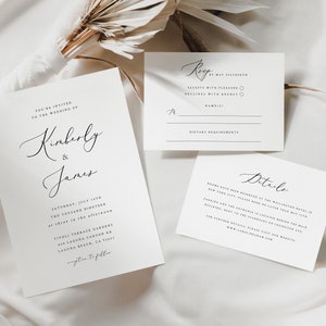 Elegant Wedding Invitation Set Template Gray Printable Wedding Invitation Suite DIY Templett PDF Instant Download Editable 11