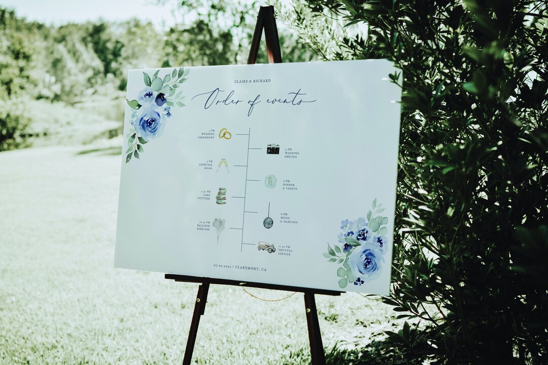Wedding Order of Events Template, Minimalist Timeline Sign, Modern