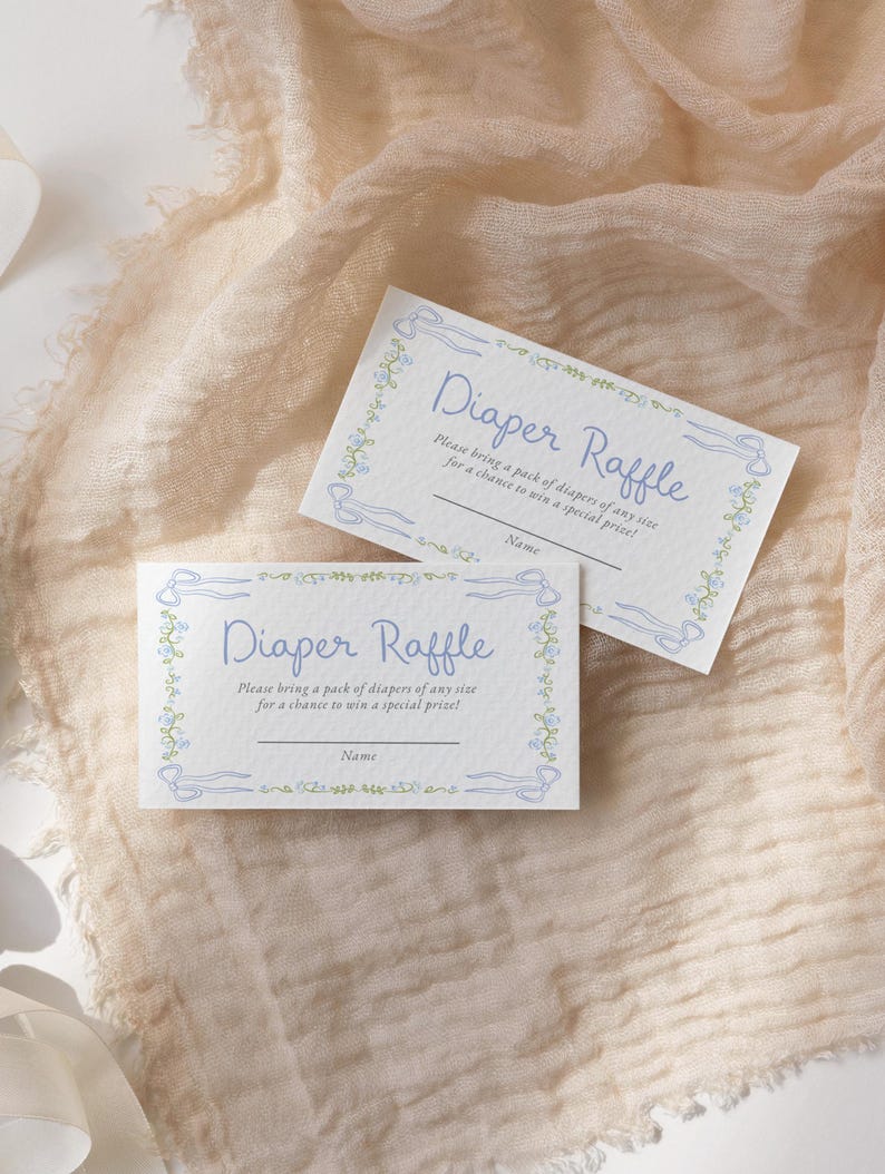 Blue Bow Diaper Raffle Ticket (editable Canva Template) - Etsy