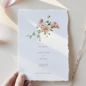 Pfingstrose Save the Date Vorlage, Rosa Blumen Sparen das Datum, Zarte Blumenhochzeit, Sommer, Sparen Sie unser Datum, Instant Download, bearbeitbar 12