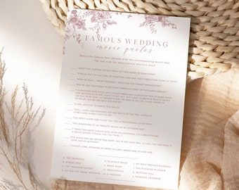 Jeu de citations de films de mariage pour la douche nuptiale, modèle floral (téléchargement instantané)