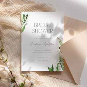 Lily of the Valley Bridal Shower Invitation: Floral Brunch (Instant Download)