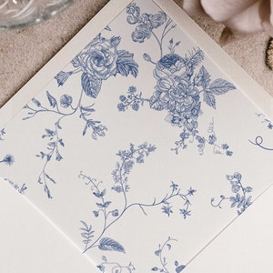 Vintage Floral Envelope Liner Template, Blue Floral, Envelope Liner, Wedding, Flower Envelope Liner, Printable Wedding, Template 43 image 2