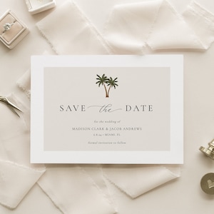 Palm Tree Save the Date Template, Beach Save the Date, Modern Minimalist, Instant Download, Editable Save the Date, Printable Template 74
