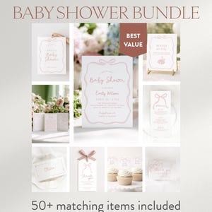 Cartello decorativo Pink Coquette per baby shower con fiocco da bambina (Download immediato) immagine 6